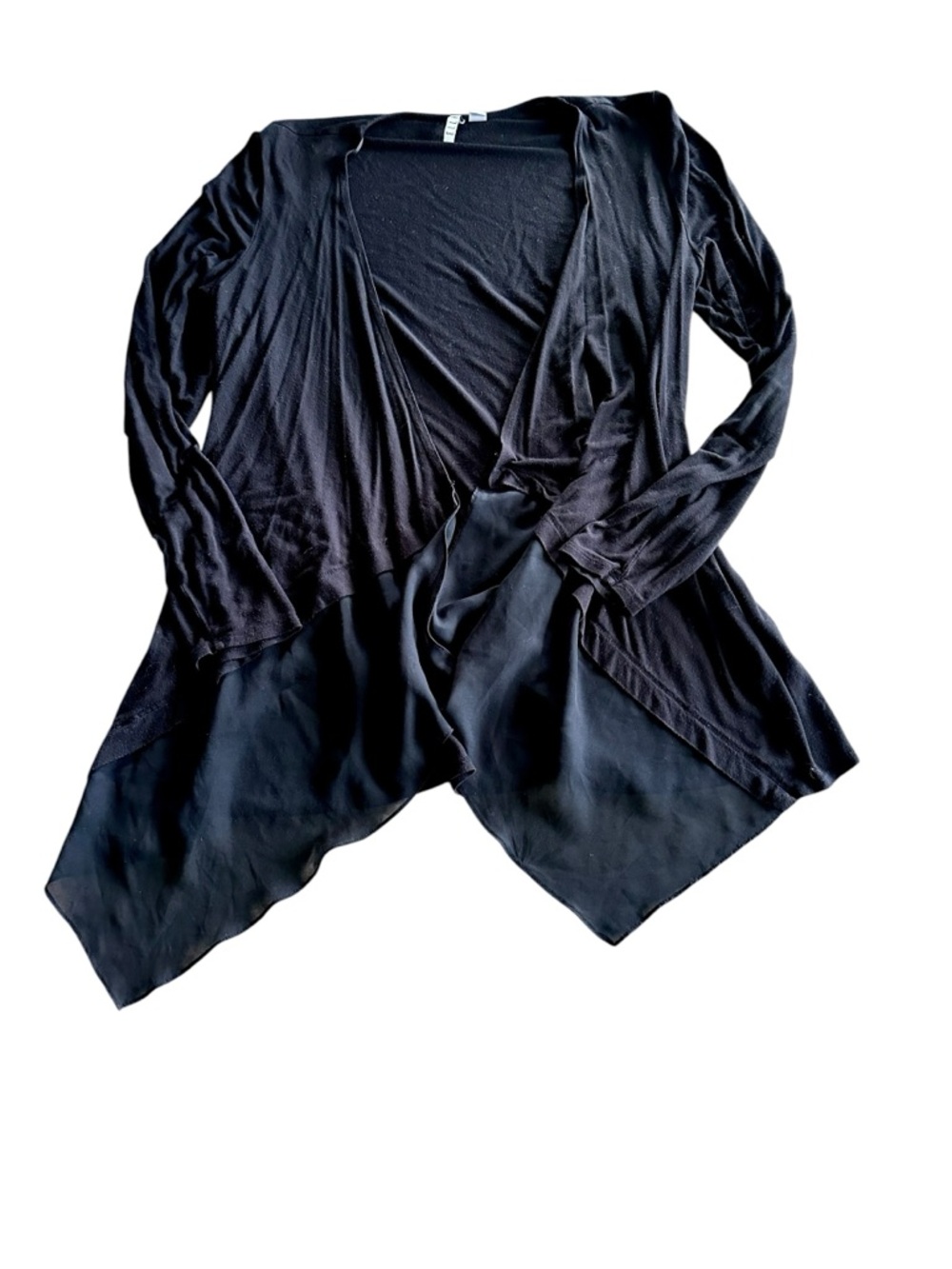 Elle Open Front Lightweight Long Sleeve Cardigan - Womens Medium - Black